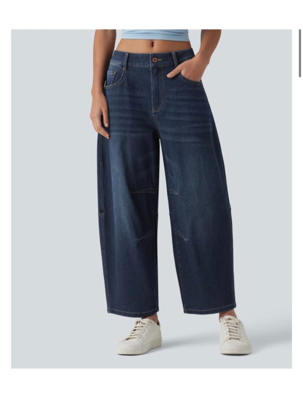 Halara M Womens Wide-Leg Cropped Jeans Medium Regular Fit Cotton & Polyester Ble